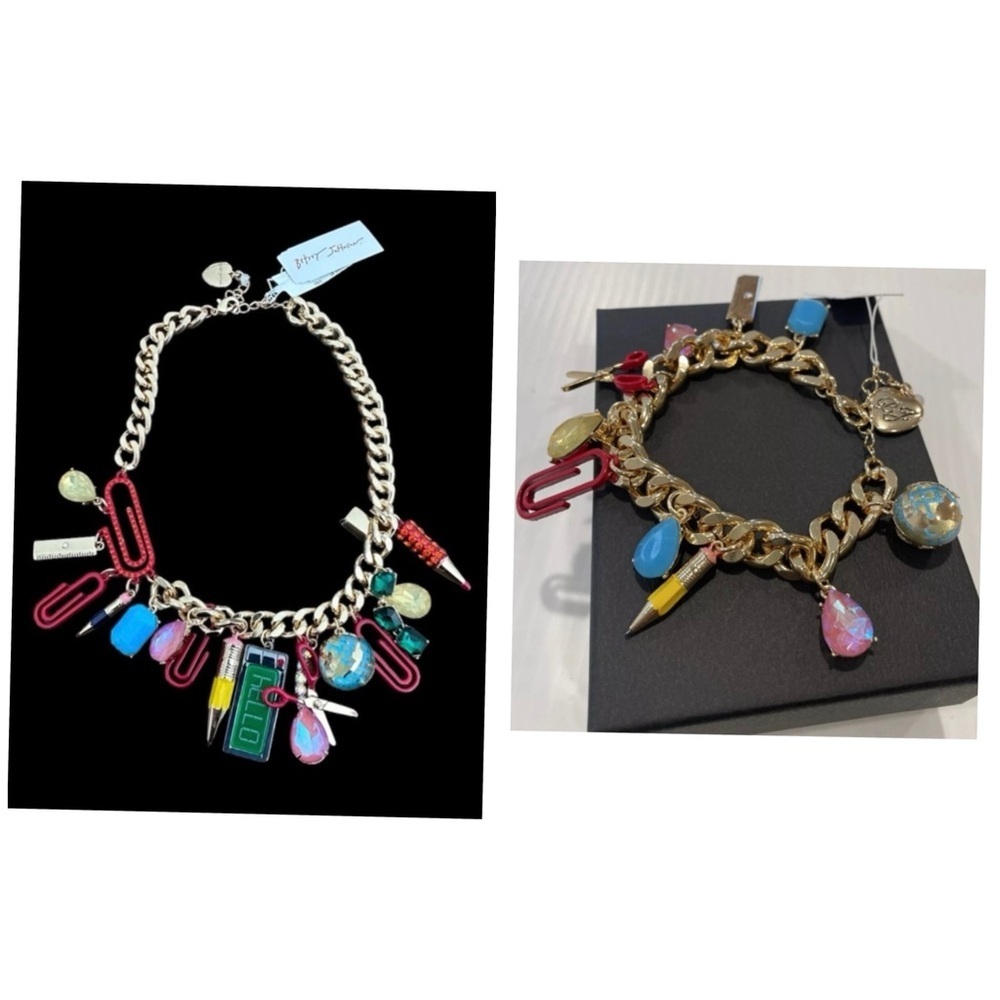 BETSEY JOHNSON SET 2024 Season Back to School Charm Necklace & Bracelet NEW NWT